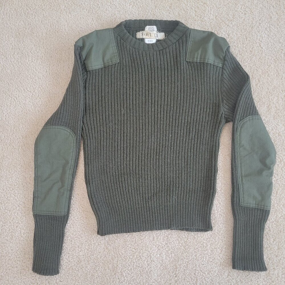 US Marine Men Wool Sweater 40 Olive Drab Military Surplus Gorpcore Utility Knit